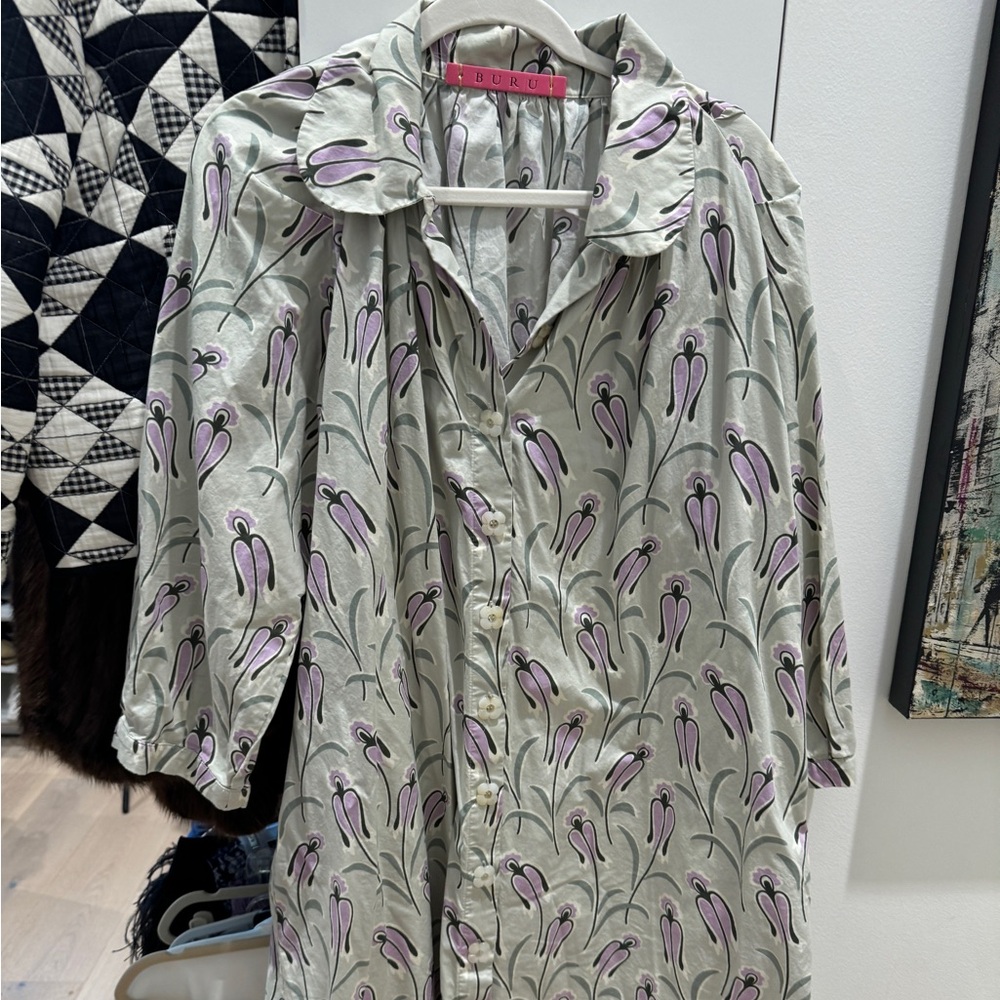 Floral Print Dress with Purple Accents